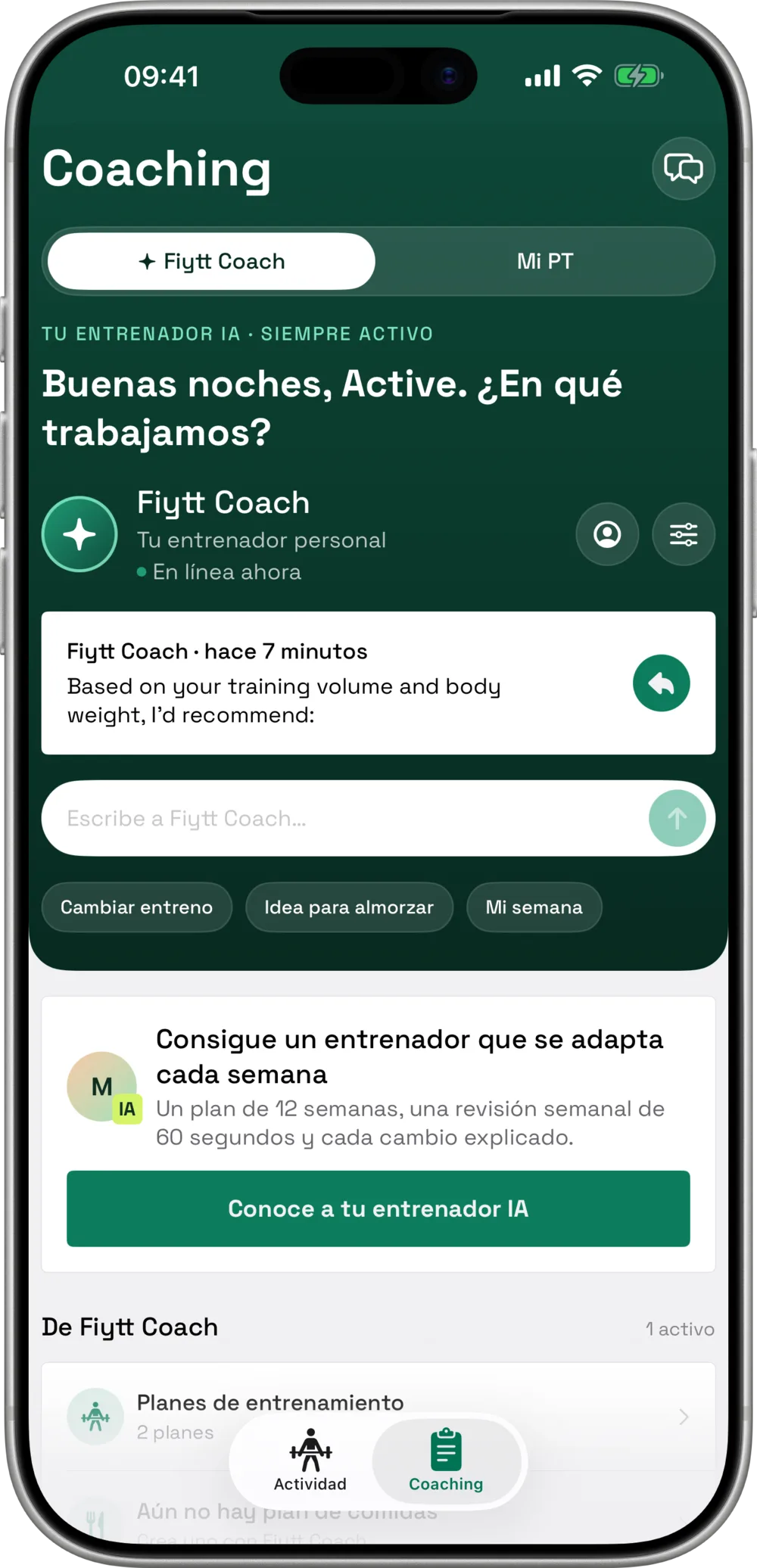Planes de entrenamiento listos